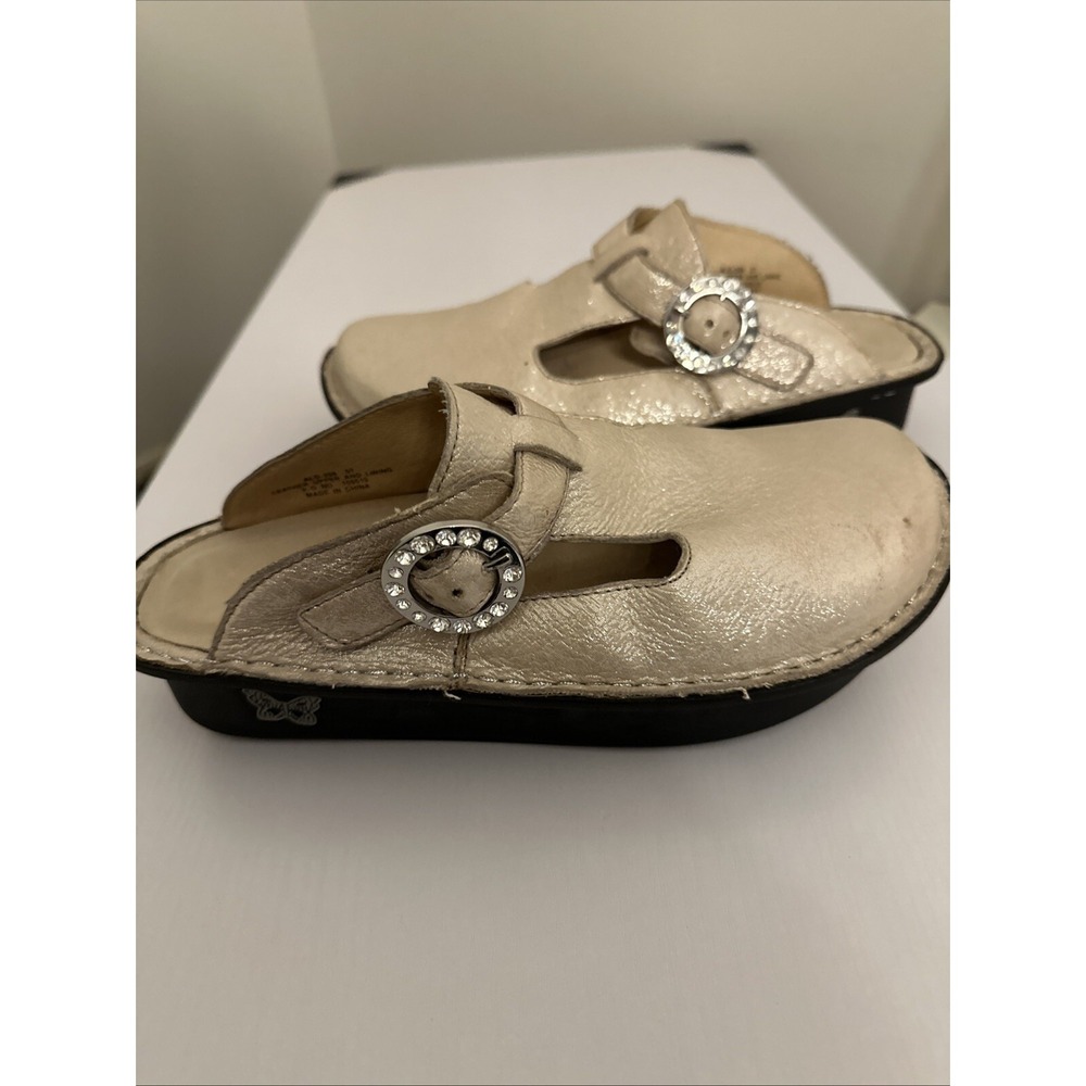 Alegria ALG-537 Metallic Gold Leather Comfort Clogs US Size 6.5-7